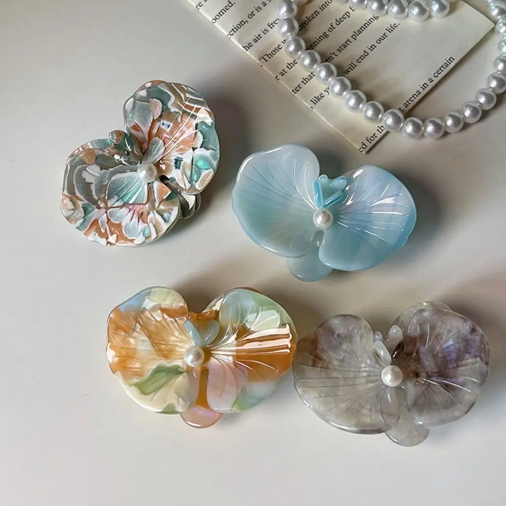 

Side Clip Acetic Acid Hairpin Butterfly Orchid Floral Flower Duckbill Clip Hair Accessories Back Clip Fresh Barrettes Female