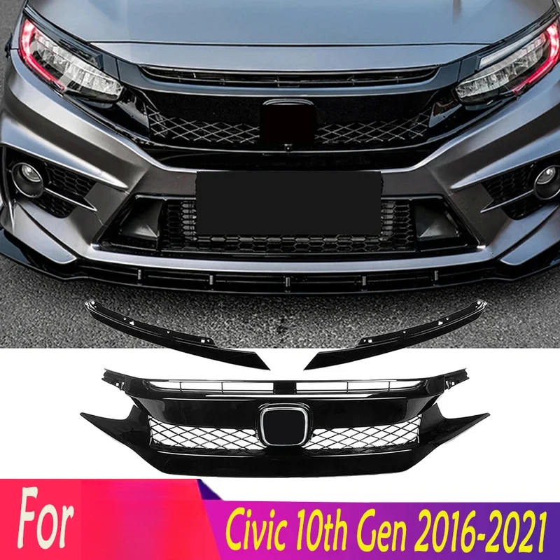 High Quality Upper Bumper Hood Mesh Front Grille Replacement Fit For 10th Gen 2016-2021