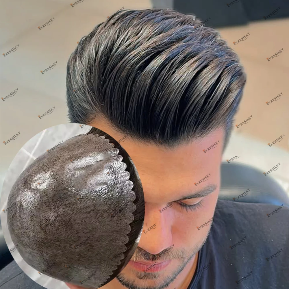 

Инъекционный дешевый парик из человеческих волос для мужчин, облысение, супер прочный парик из искусственной кожи, мужская замена волос, капиллярный протез, парик для мужчин