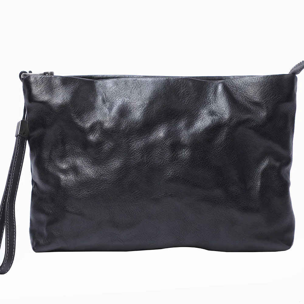 Echte Leder-Umhängetasche für Herren, Clutch-Tasche, modische Brusttasche aus Rindsleder, pflanzlich gegerbtes Leder, handgefärbt – Detail 23