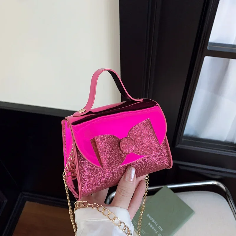 

Cute Mini Bow Small Square Bag Trendy Crossbody Single Shoulder Bag for Girls with Bright Star Detail