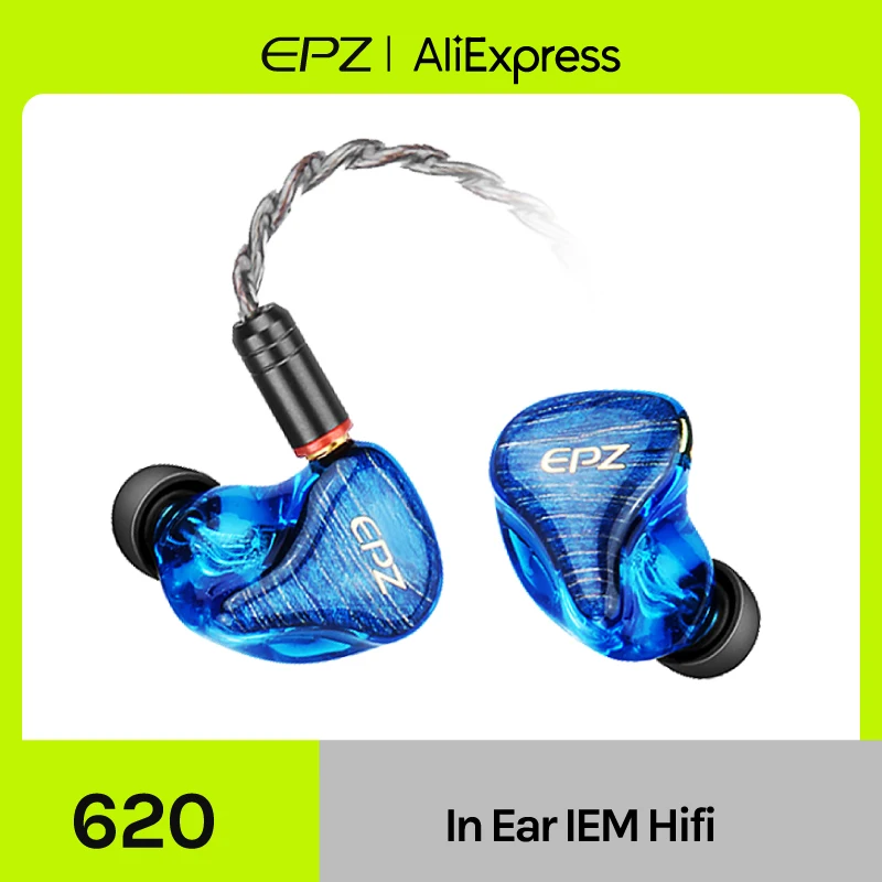 EPZ 620 6BA Monitor IEM Earphone HIFI  In Ear Earbuds MMCX Single Crystal Copper Silver Foil Cable