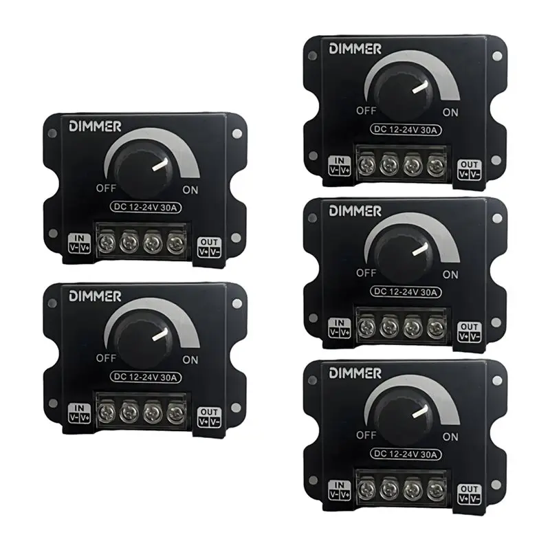 5PCS LED Dimmer Switch LED Strip Dimmer 12V-24V 30A LED Monochrome Controller PWM Digital Stepless Dimming