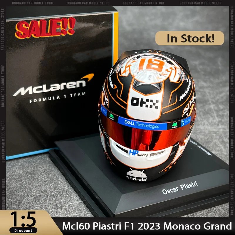New In Stock Spark 1:5 Mcl60 Piastri f1 2023 Monaco Grand Resin Helmet Model Miniature Diecast Ornaments Custom Toys Kids Gift