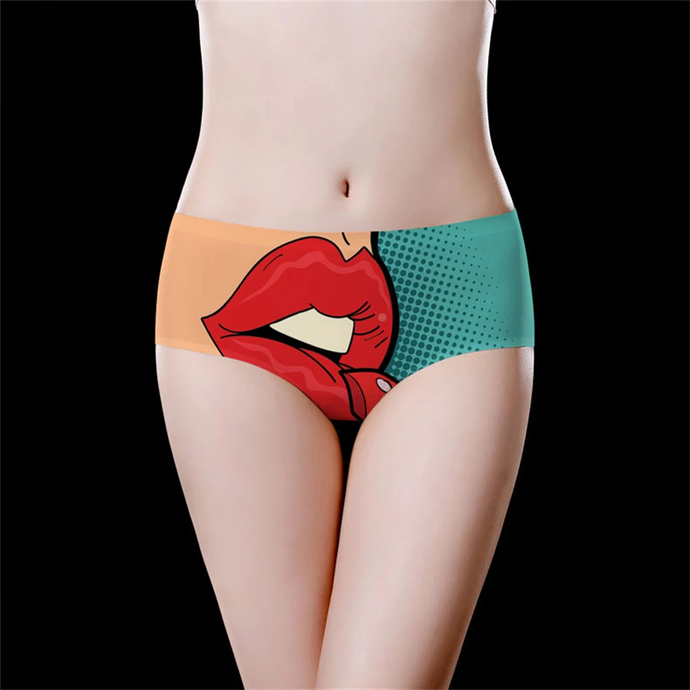 1 قطعة الملابس الداخلية سلس منتصف الخصر المرأة قطعة واحدة مثلث السراويل ملابس داخلية منقوشة تنفس وملمس عاري #4