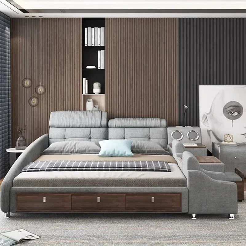 Premium Upholstery Nordic Bed Bases Headboard Glamorous Full Size Twin Bed Frame Safe