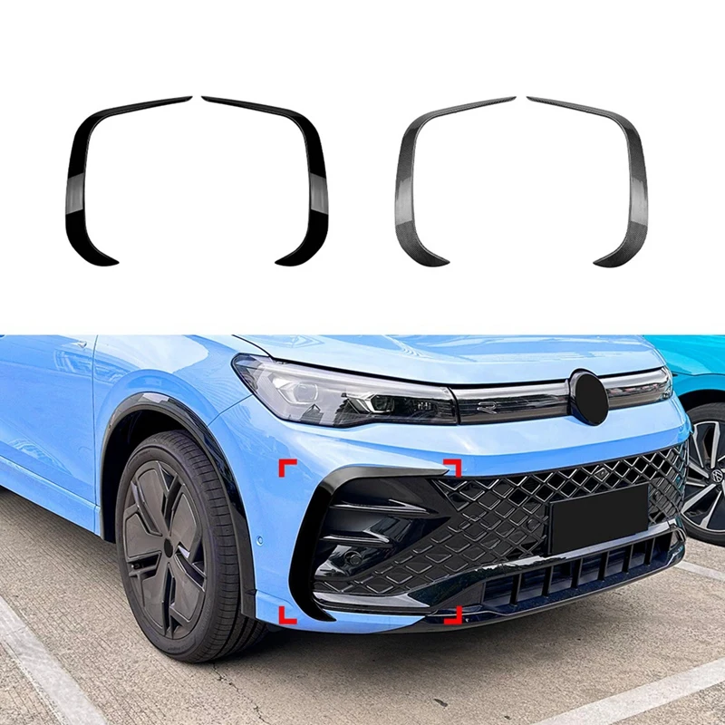 Car Front Bumper Lip Splitter Spoiler Fog Light Canard Trim For VW Tiguan MK3 Rline 2024+