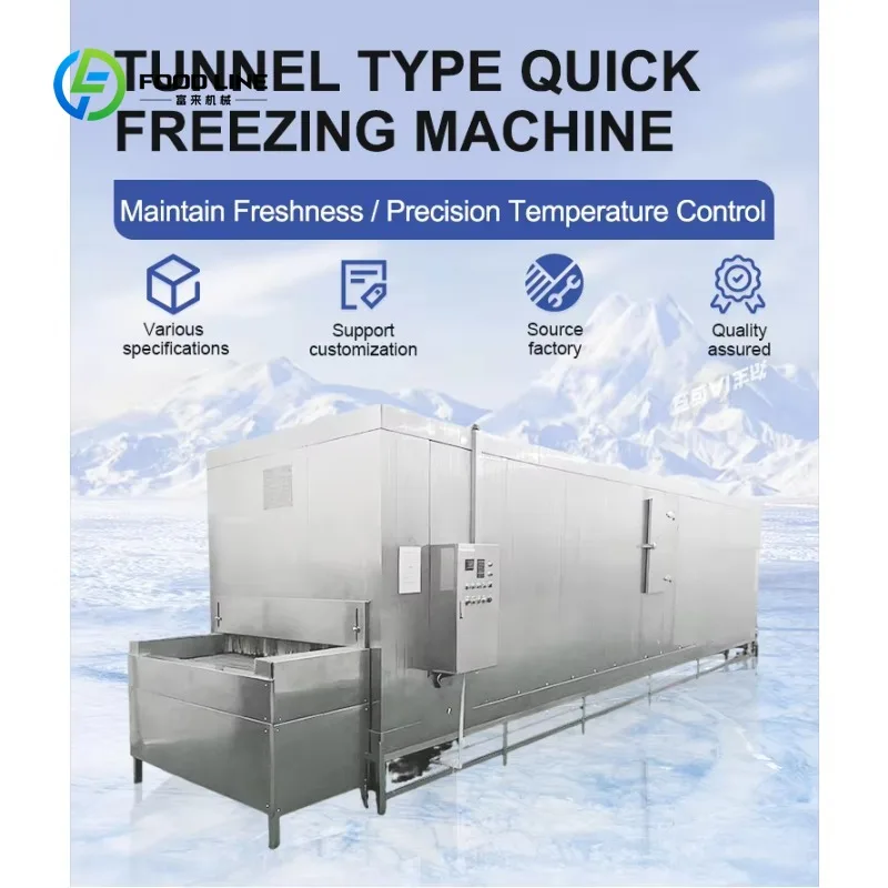 Customized Commercial Tunnel Freezer Seafood Flatbed Freezer Multi Functional Quick Freezing Machine for Fish and Shellfish