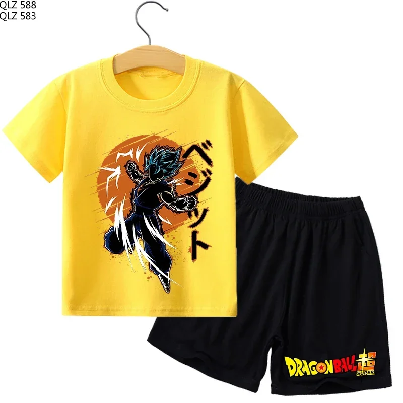 Детская футболка Dragon Ball, шорты, костюм для мальчиков и девочек, летняя одежда, спортивный костюм, футболки с принтом аниме, детские пижамные комплекты, хит продаж