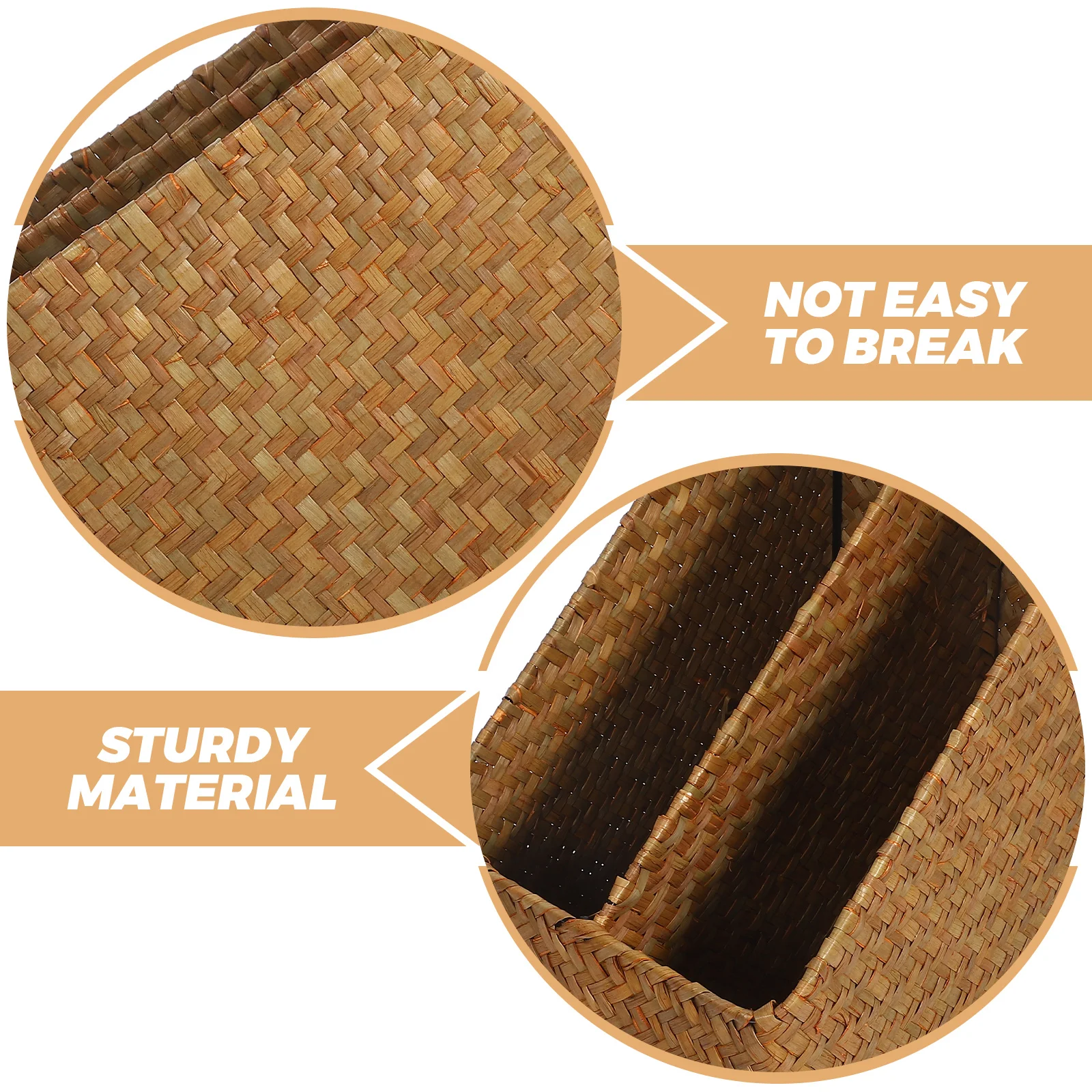 سلة تخزين سطح المكتب المنسوجة منظم مستندات على الطراز العتيق لمكتب غرفة النوم وغرفة المعيشة وغرفة الحرف اليدوية تستخدم صندوق عرض ريفي #3