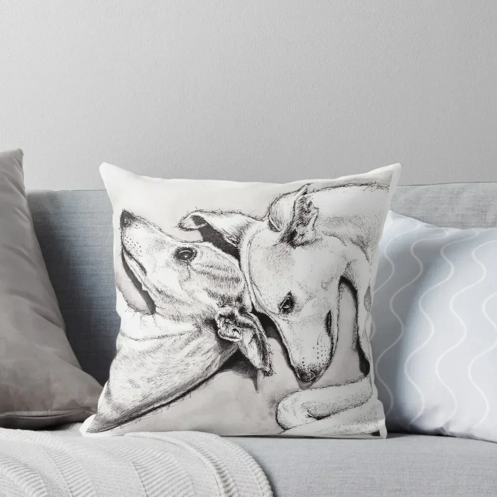 

Soul to Soul, two watercolour and ink Whippets Throw Pillow luxury home accessories Luxury Pillow Case pillow