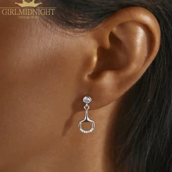 2024 High Quality Horseshoe Stirrup Snaffle Bit Stud Earring 925 Sterling Silver Equestrian Horse Jewelry