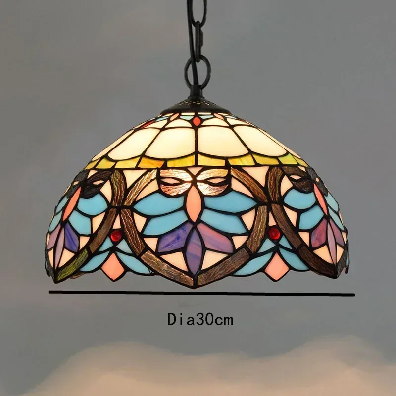 Europese stijl vintage Tiffany gekleurde glazen bar restaurant kroonluchter creatieve glazen lantaarn in landelijke stijl