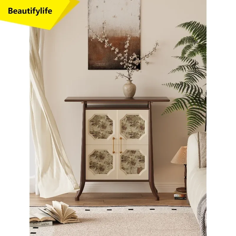 K185 Original Wood Style Song Dynasty Aesthetic Print Entrance Cabinet Entryway Storage Cabinet Textured Storage Cabinet