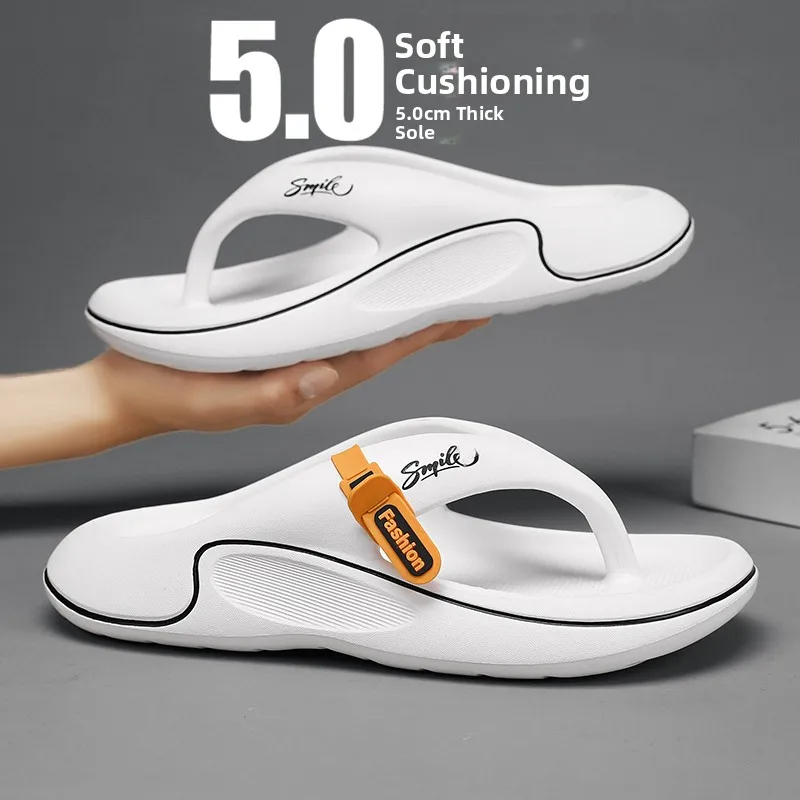 Men's Summer Beach Sandals Comfortable Slip-On Anti-Slip Odor-Resistant Soft Bottom Thong Slippers Trendy EVA Material