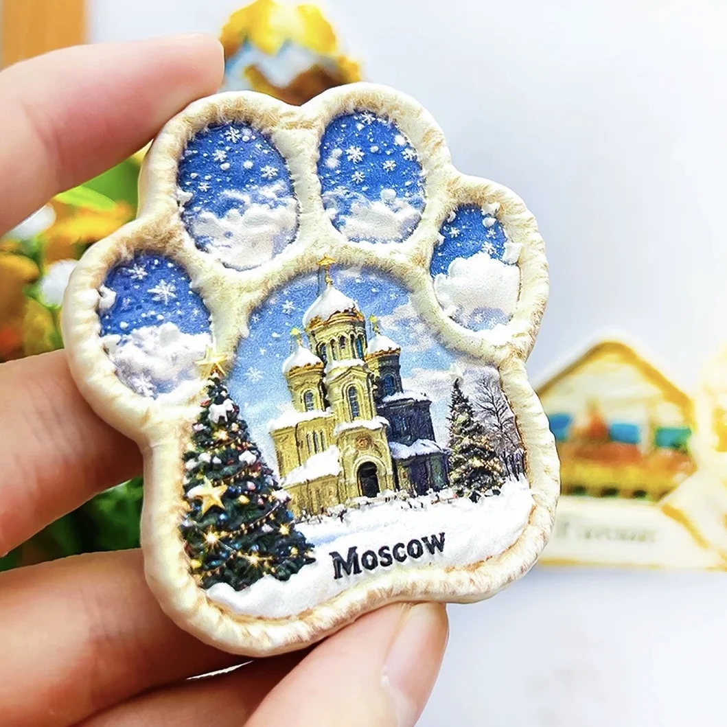 Russia & Belarus 3D Resin Fridge Magnet Set Moscow Minsk Baikal Tourist Souvenir Home Decor