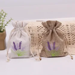 10pcs Lavender Pouches Dry Flower Aroma Bags Embroidery Lavender Pouches Cotton Jute Seeds Bags Aromatherapy Bags Can Print logo