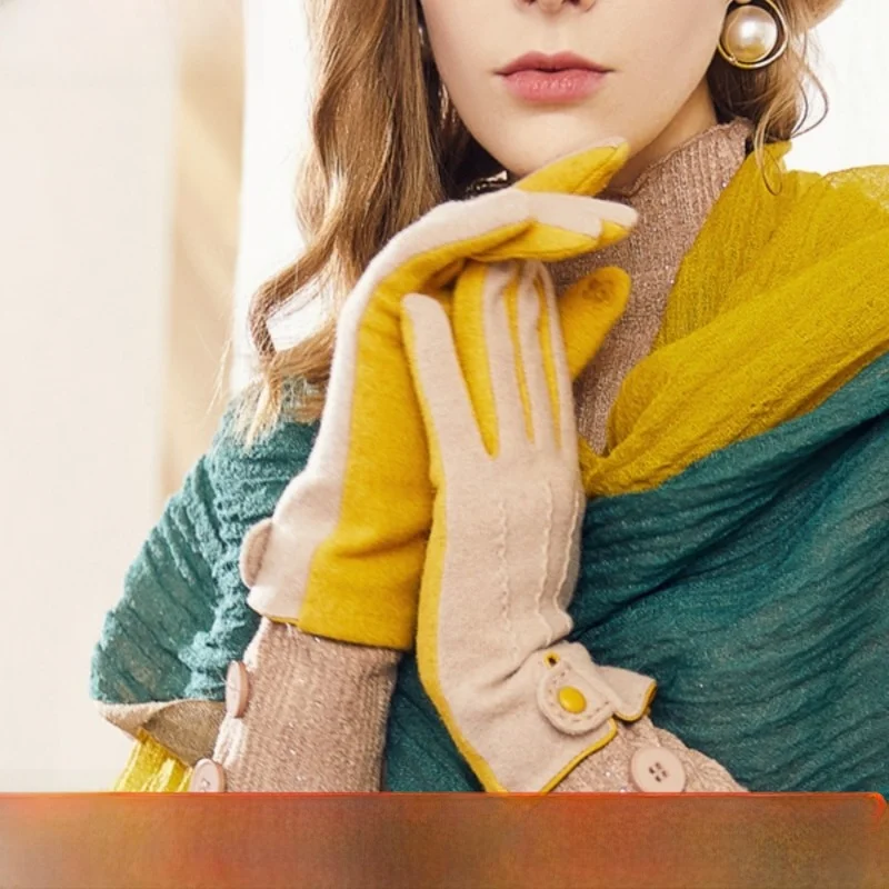 エレガントなタッチスクリーン対応フィンガーグローブ-暖かくてファッショナブルなレディースグローブ-ee-アクセサリーシリーズ-v42-若者と中年向け