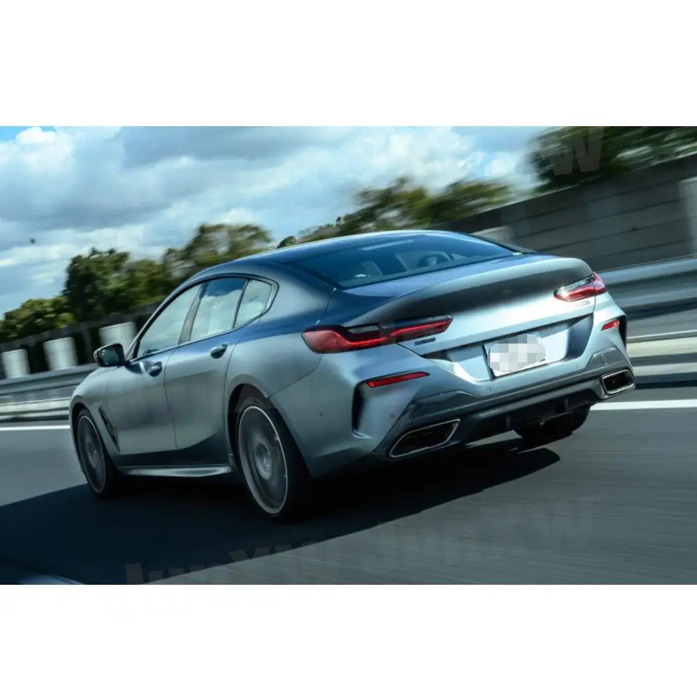 ألياف الكربون المصد الخلفي الناشر الشفاه لسيارات BMW 8 Series G16 M Sport 4 Door 2021 + OO-OO مع مصباح ليد الخلفية الخائن شفة ممتصة للصدمات