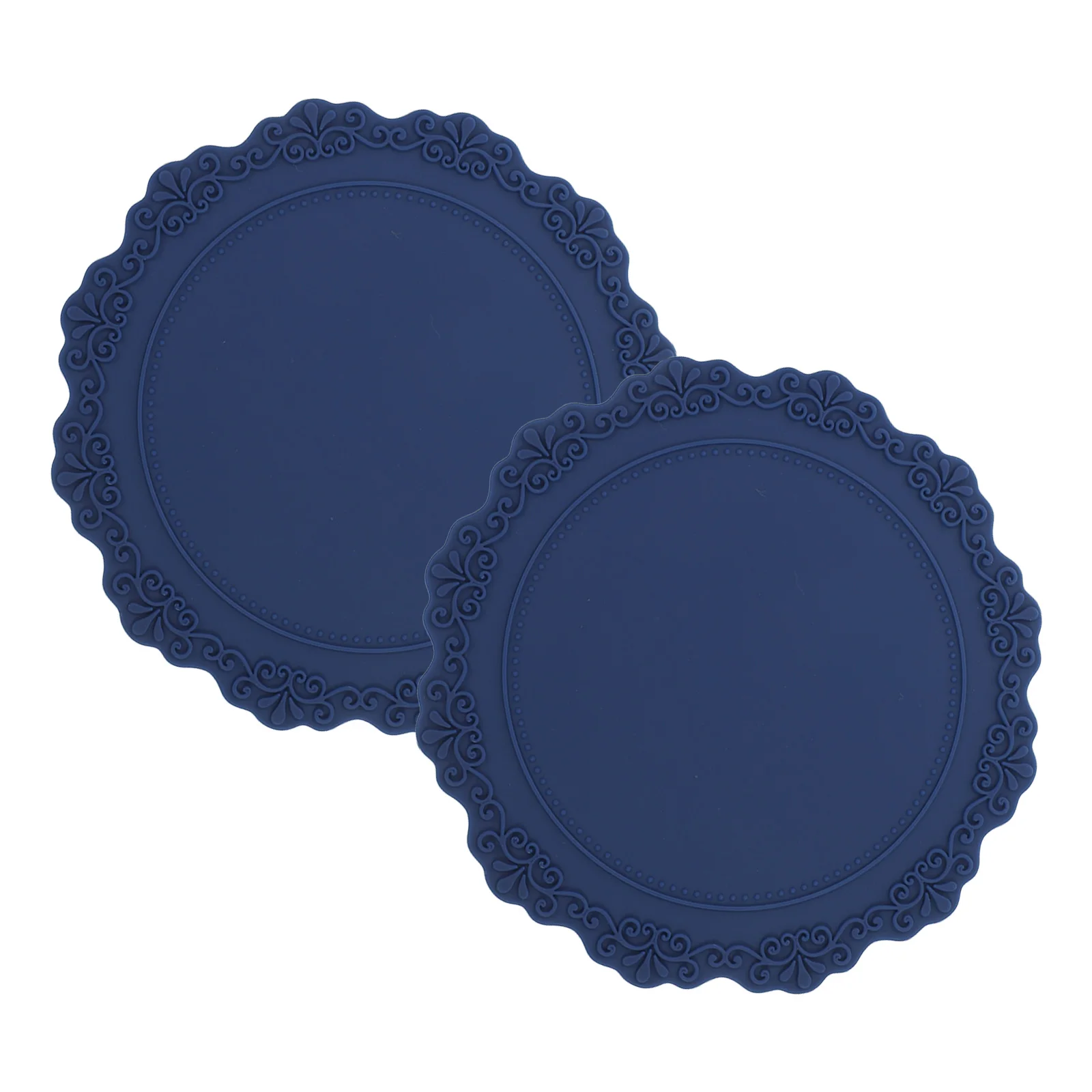 

2pcs Silicone Table Mats Waterproof Embossed Place Mats Stain Resistant Kitchen Supplies Insulation Pads Decorative Liners For