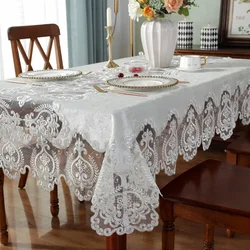 Table Cloth White Gold Velvet Rectangle Embroidered Luxury Table Dining Table Cover TableCloth Court Lace TV Dresser Dust Cover