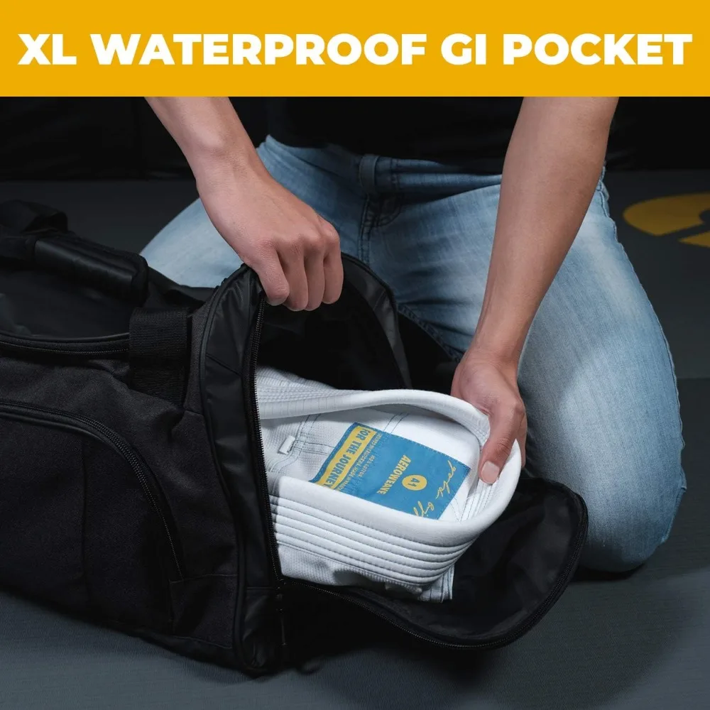 حقيبة القماش الخشن للفنون القتالية - جيب مقاوم للماء لأحذية جي، راش جارد، - مثالية لصالة الألعاب الرياضية والتدريب والسفر