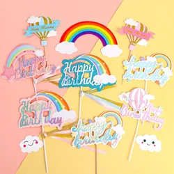 Happy Birthday Cake Paper Card Insert Rainbow Cloud Sun Cartoon Children's Happy Birthday Letter Party Cake Decoration