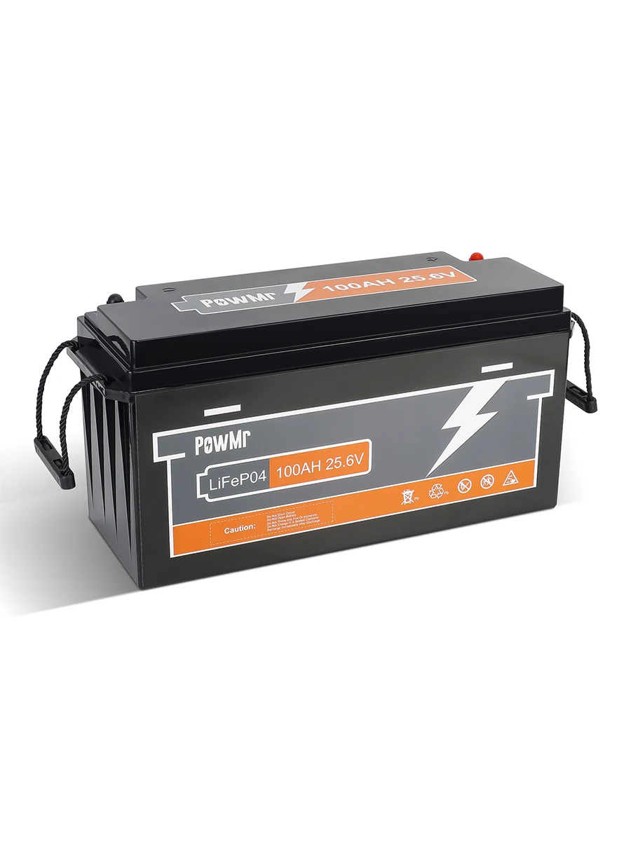 PowMr LiFePO4 Batterie 25,6V 100Ah 24V 2560Wh max Lade-/Entladestrom 100A 6000 Zyklen integriertes BMS Schutzsystem Solar Haus Notstrom Inselanlage für Wohnmobil Boot Medizin UPS Telekom 2S & 2P bis