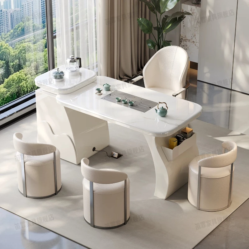 YJQ high-end supercrystalline stone tea table, kettle integrated embedded light luxury household balcony tea table