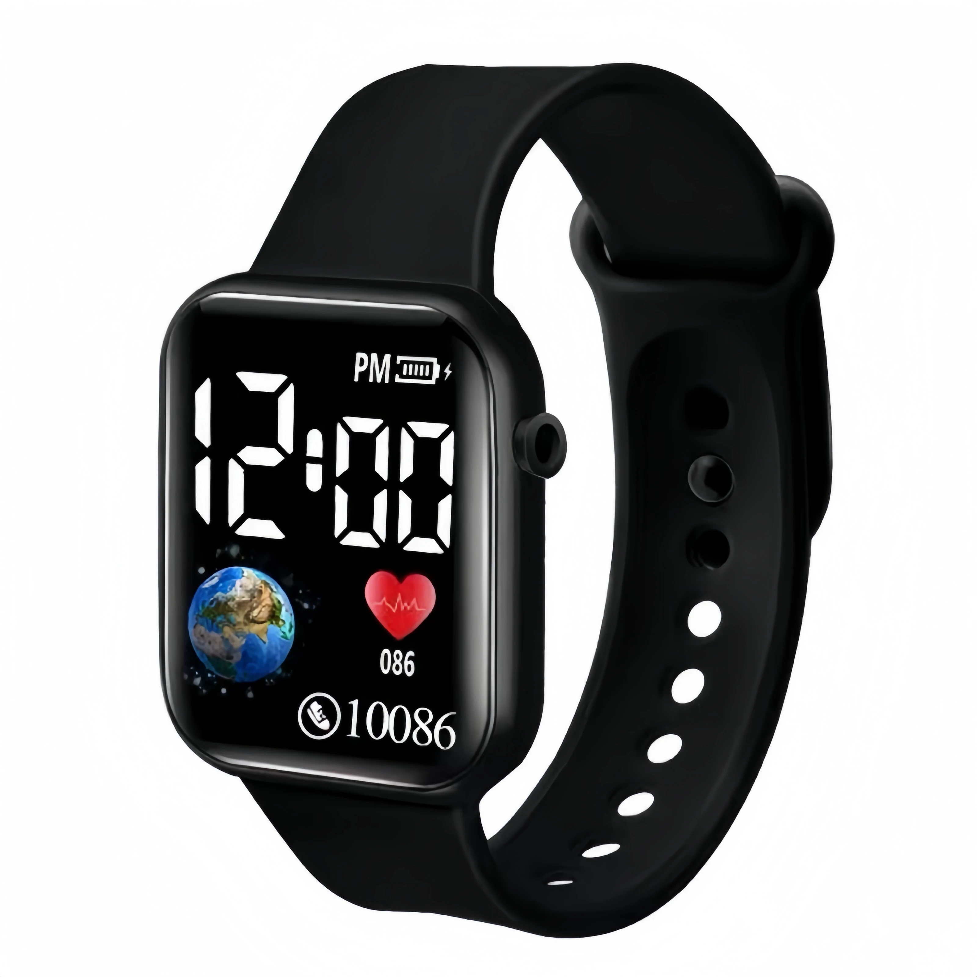 Black White LED Digital Wrist Watch, Touch Control Sports Bracelet Watch, Adjustable Size for Men Women Boys Girls Daily Wear.