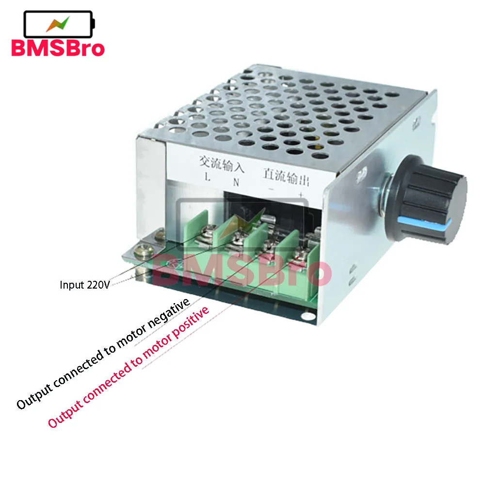 AC 220V to DC 10-210V 20A SCR PWM Motor Speed Controller Governor Voltage Regulator Speed Volt Control Switch with Potentiometer