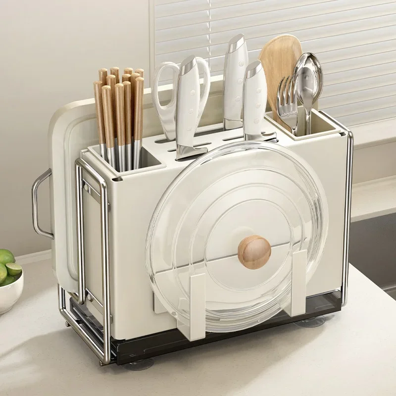 

Простые палочки для еды, ведро для столовых приборов, стеллаж для ножей, крышка кастрюли, разделочная доска, полка для хранения, кухонная многофункциональная стойка с дренажным поддоном