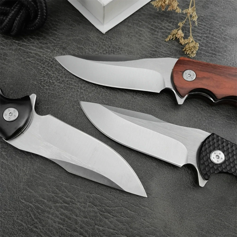 NEW 0606 Folding Pocket Knife D2 Blade Sandalwood / G10 Handle High Quality Outdoor EDC Survival Camping Hiking Hunting Tools