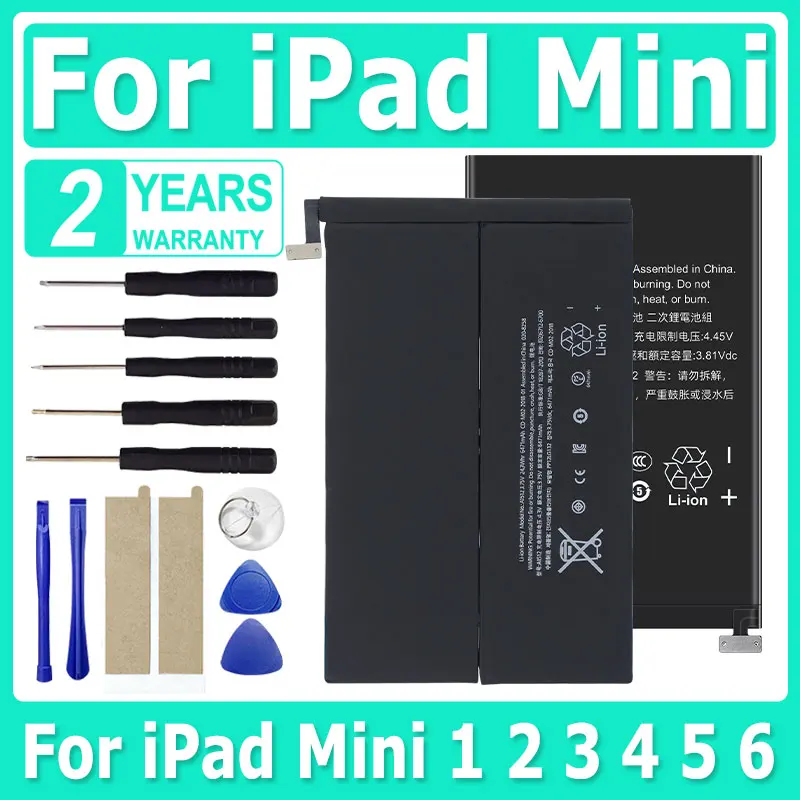 

Brand-New For iPad Replacement Battery For iPad Mini 1 2 3 4 5 6 Apple Pad Batteria Baratas A1432 A1445 A1454 A1455 A1489 A1490