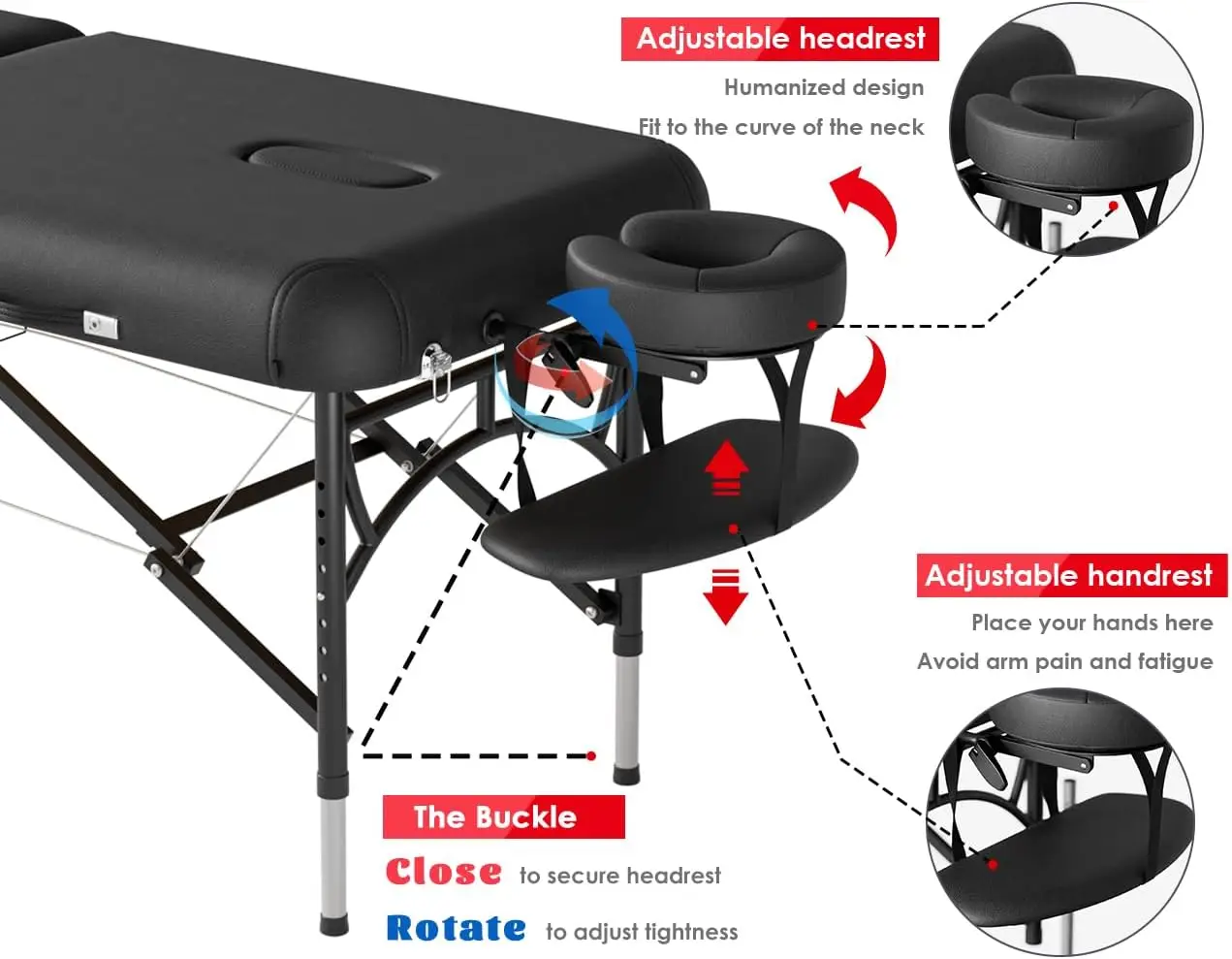 84 "lettino da massaggio professionale portatile 2 pieghevole leggero per il viso Solon Spa Tattoo Bed regolabile in altezza con borsa per il trasporto