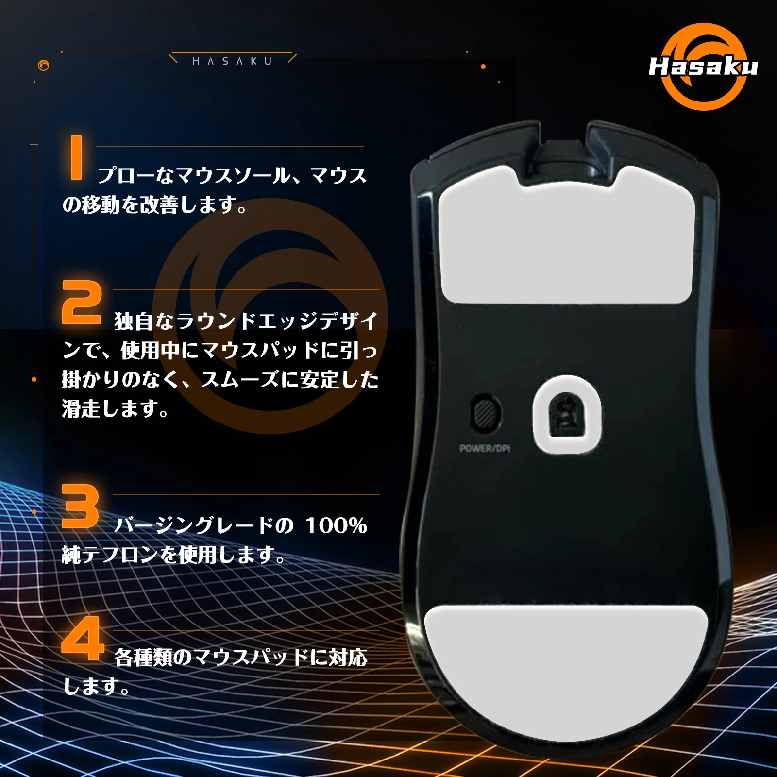 2 Sets HASAKU Rounded Curved Edges Gaming Mouse Feet Skates for Razer Viper V3 Pro Wireless Mouse Feet Pad Replacement