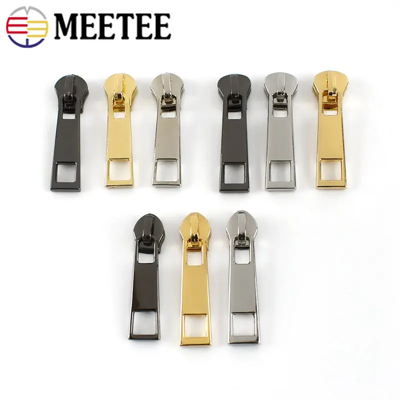 10pcs Meetee Zipper Slider for No5 Resin/Metal/Nylon Zippers Down Jacket Pocket Zips Head Bag Repair Kits DIY Sewing Accessories