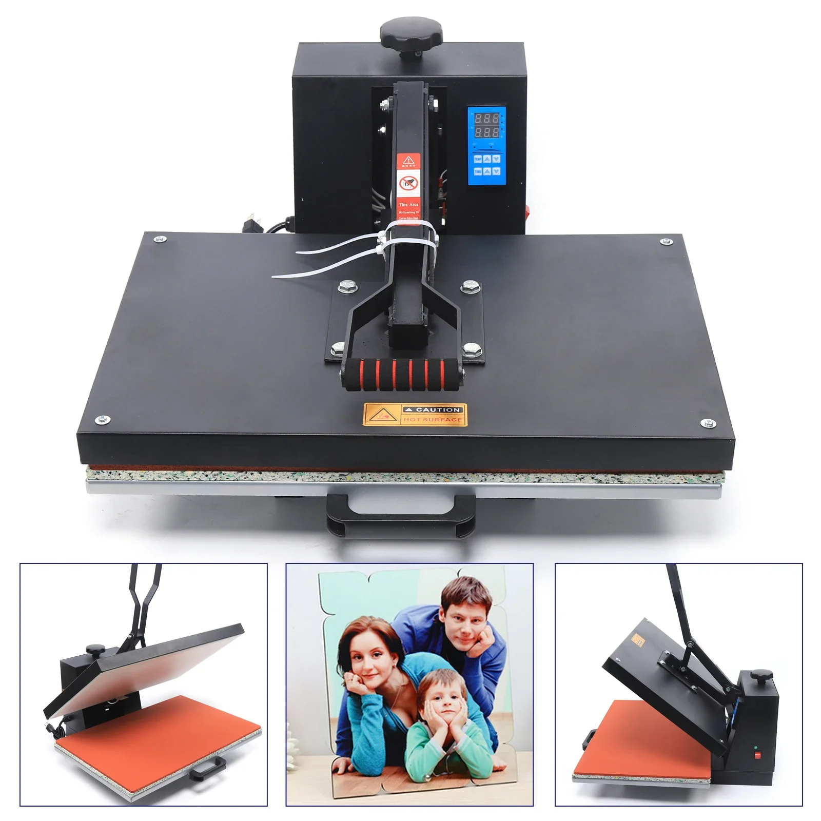 1800W Black Automatic Constant Temperature Hot Stamping Machine with LCD Display Screen - Adjustable Time,Temperature & Pressure