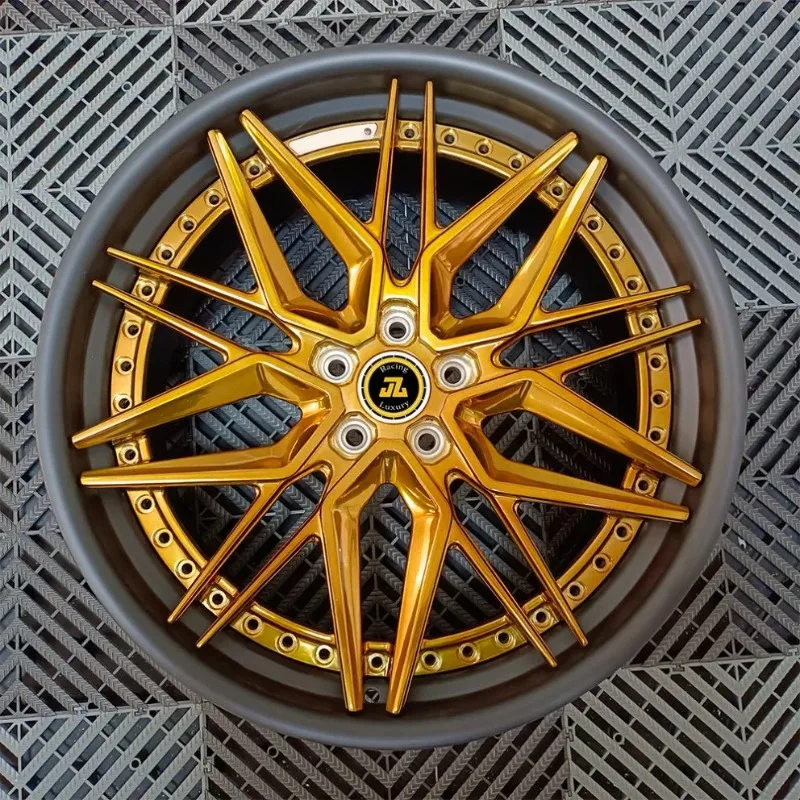 Golden Brush Finish Car Wheels Alloy Wheel Car Rims Forged Alloy Wheels Customize Size 18 19 20 21 22 Inches 5X112 5X120 5X114.3