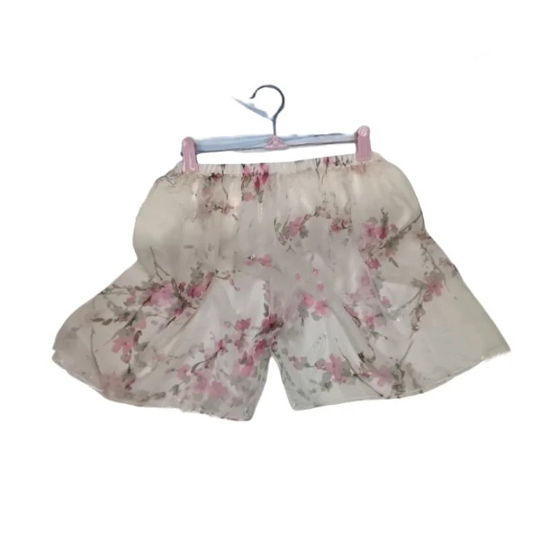 

Summer Ultra-thin Mesh Organza Glossy Sexy Shorts Home See Through Plus Size Casual Sleeping Bottoms For Men And Women