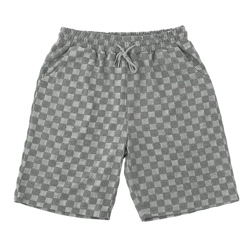 2024 European and American fashion checkerboard spring and summer loose sports and leisure two-piece men's suit