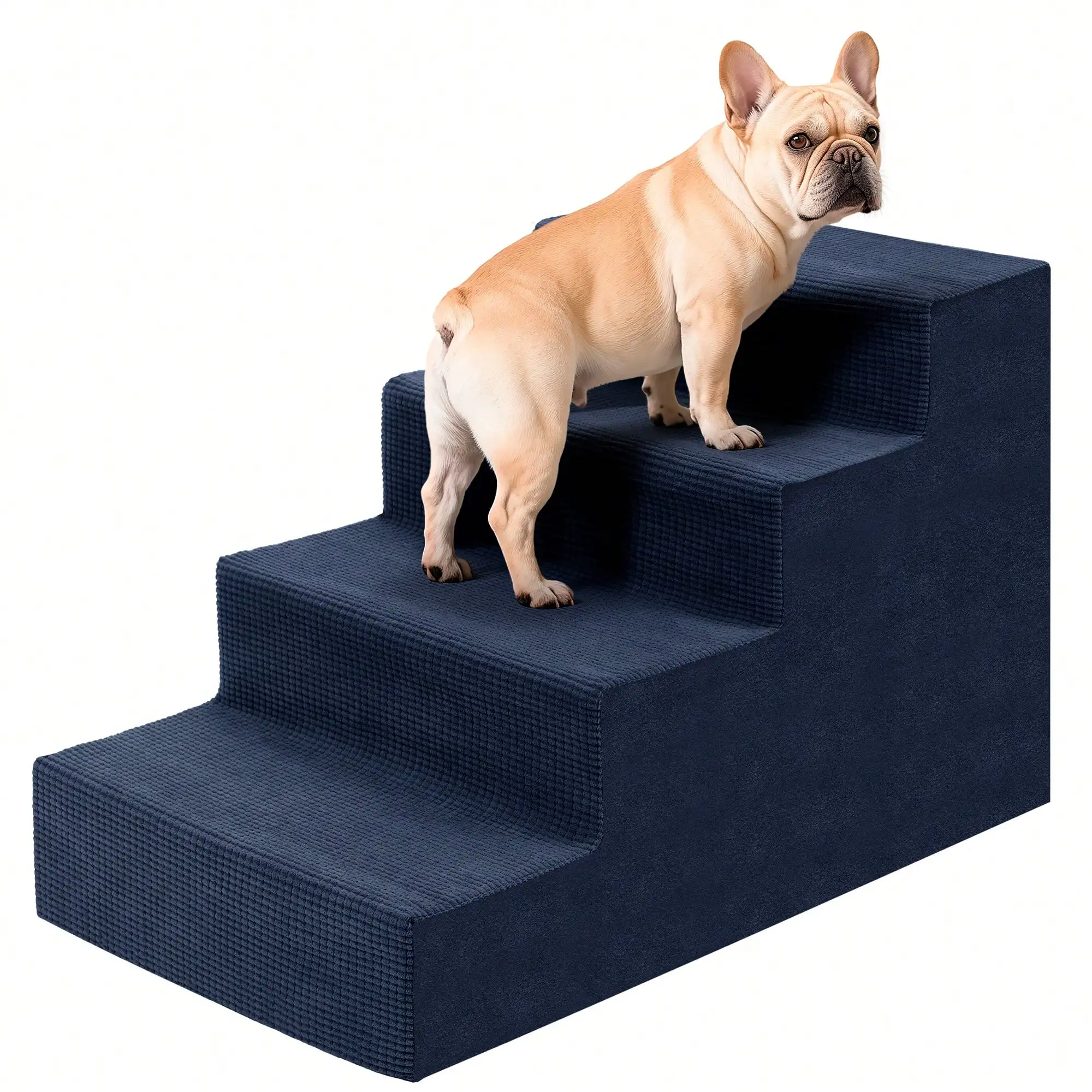 

Dog Stairs For Dogs, High-Density Foam Pet Steps With Supporting Board, Non-Slip Removable Washable Cover