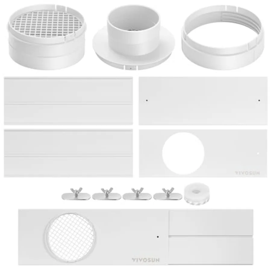 

Window Vent Kit, Portable AC Window Seal Kit, Fit with 4"/6" Ducting and 5.9" Hose for Sliding Window, Adjustable AC Vent Kit f