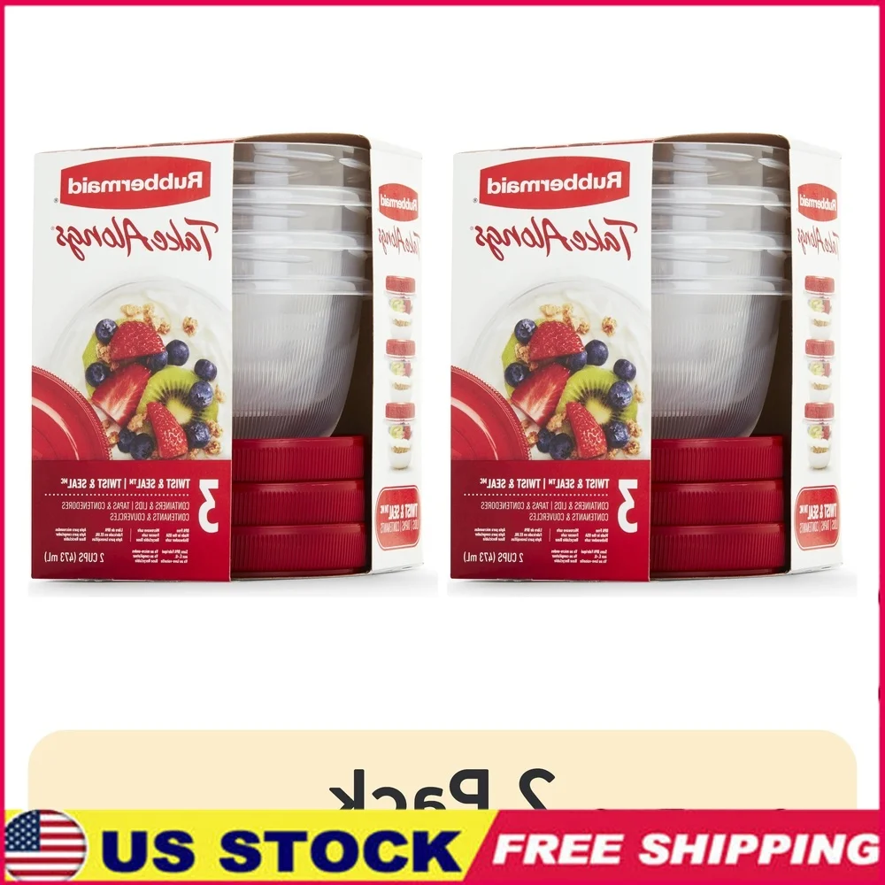 

2 упаковки, герметичные контейнеры для хранения продуктов, 2,1 чашки, штабелируемые, безопасные для микроволновой печи, морозильная камера, можно мыть в посудомоечной машине, здоровые закуски