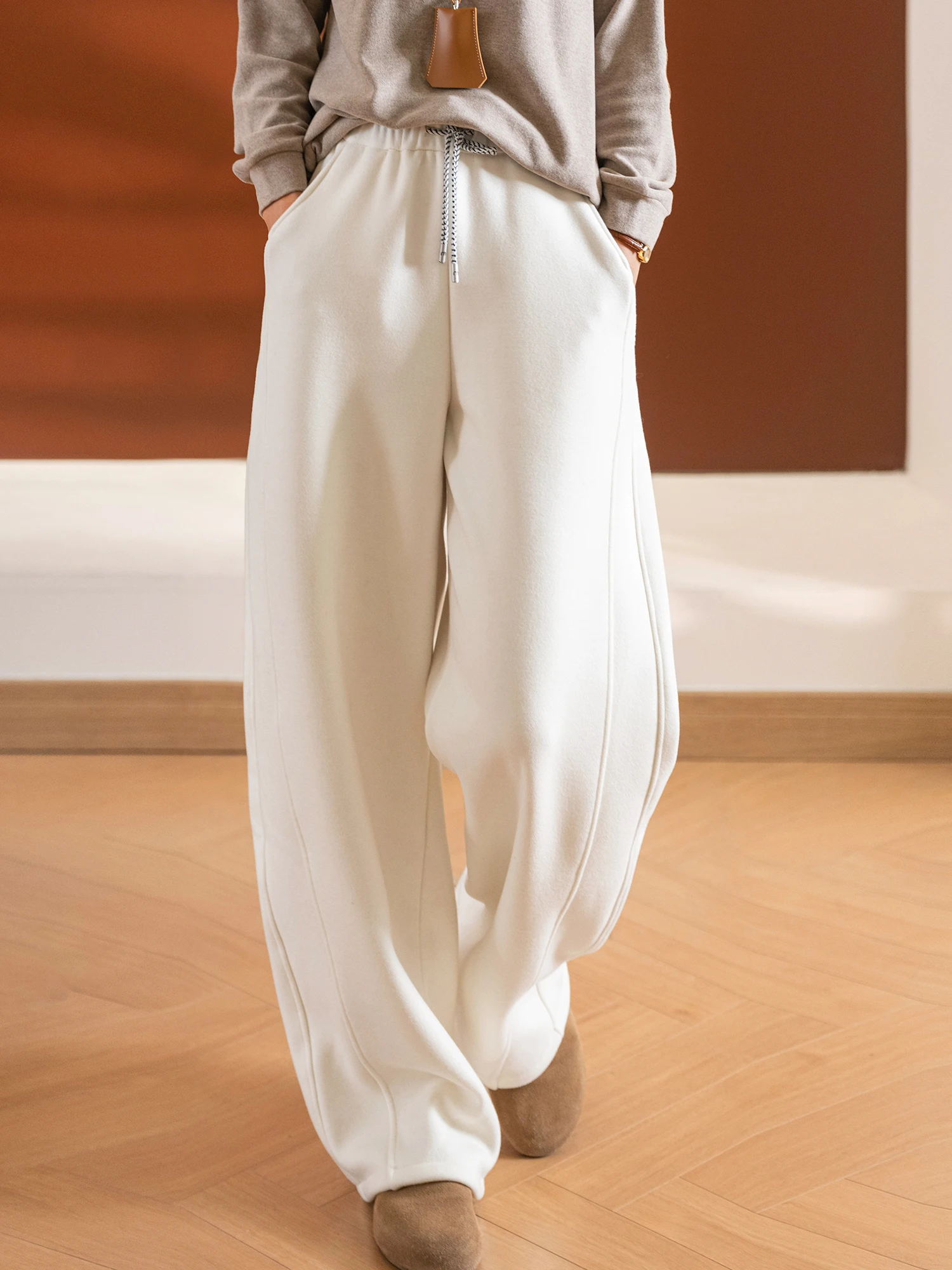 

Cloud Pants Women's Thiened Fce Elastic Waist Long Pants Autumn Winter Faion Casual Polyester Viscose Nylon Spandex