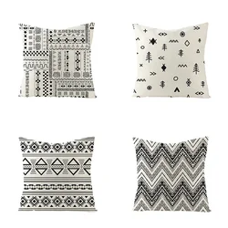Black and White Simple Pattern Decorative Pillowcase Bedding Home Decoration Cushion Pillowcase