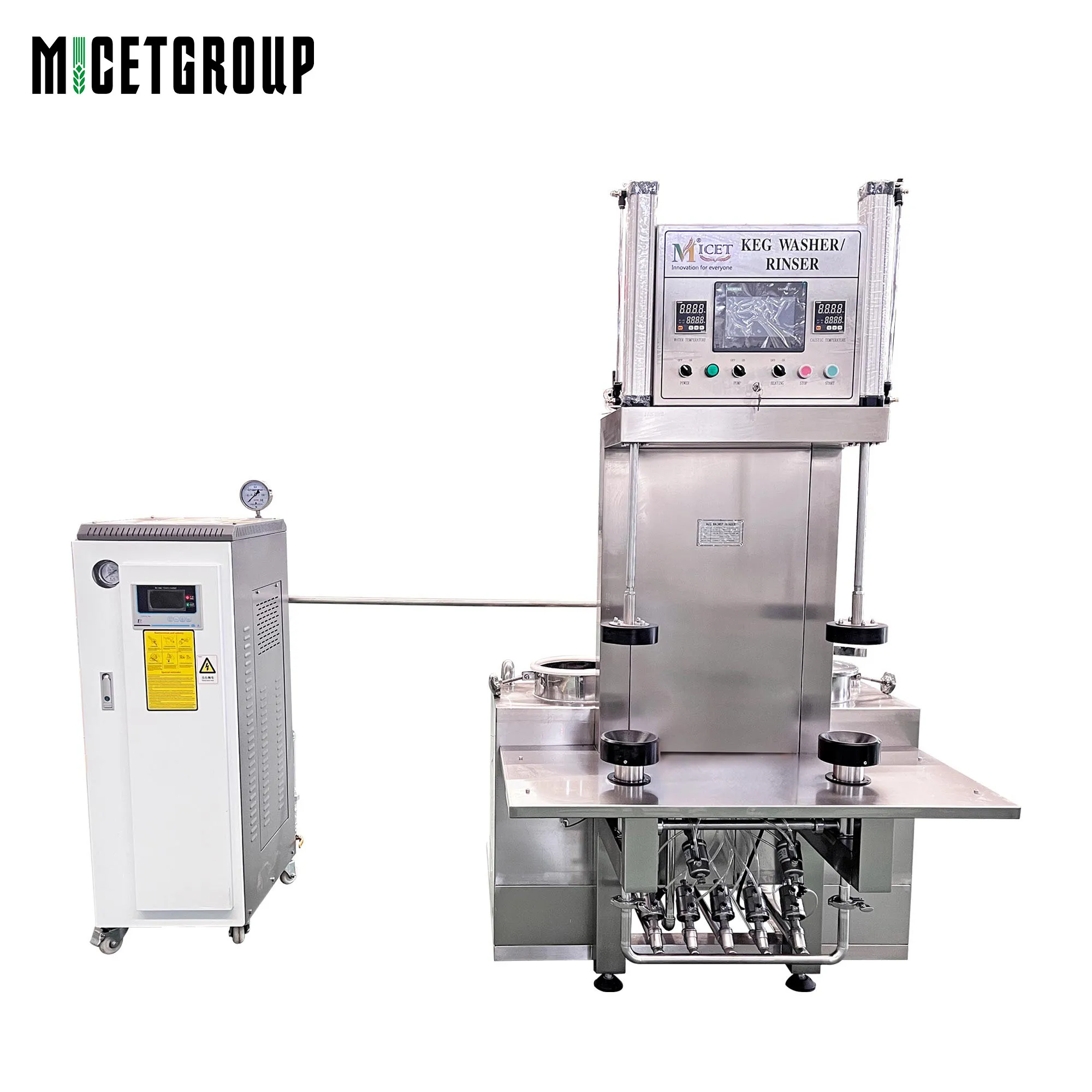 MICET Tecnología automática de lavadora de barriles de 2 cabezales Limpieza efectiva de barriles Máquina de cerveza a la venta