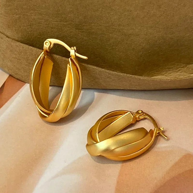 

Real 925 Sterling Silver 18K Gold Cross Twisted Geometric Hoop Earrings for Women Minimalist Fine Jewelry Trendy Accessories