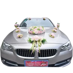 Artificial Flower Wedding Cars Decoration Car Roof Door Handles Rearview Mirror Flower Decor Accessory Wedding Festival Supply