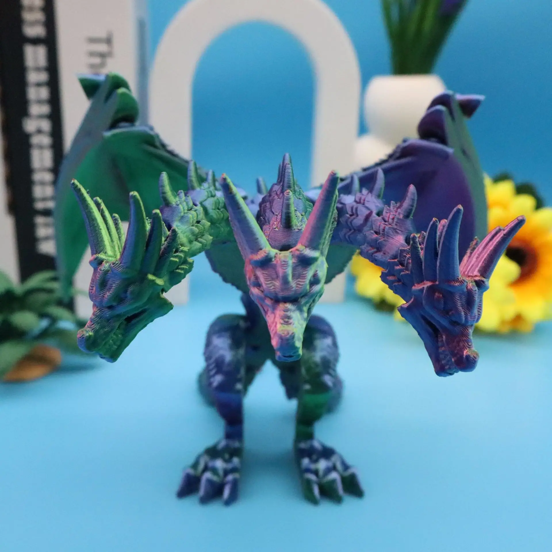 

3D Printed Standing Three Headed Multi Pull Toy Joint Movable Wing Model Ornament Gift Decoration New Product